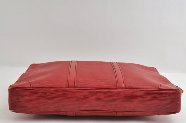 Authentic Louis Vuitton Epi Porte Documents Voyage Briefcase Red M54477 LV 7996I