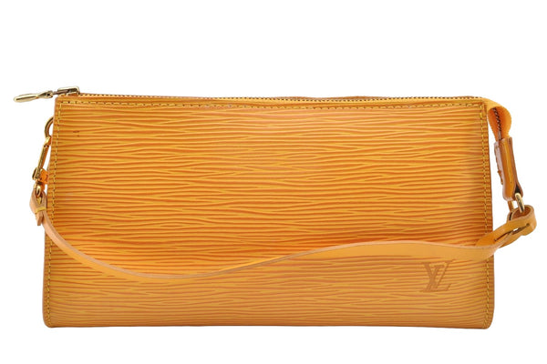 Authentic Louis Vuitton Epi Pochette Accessoires Pouch Yellow M52959 LV 8001I