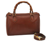 Authentic GUCCI Bamboo 2Way Shoulder Hand Bag Purse Leather Brown Junk 8002J