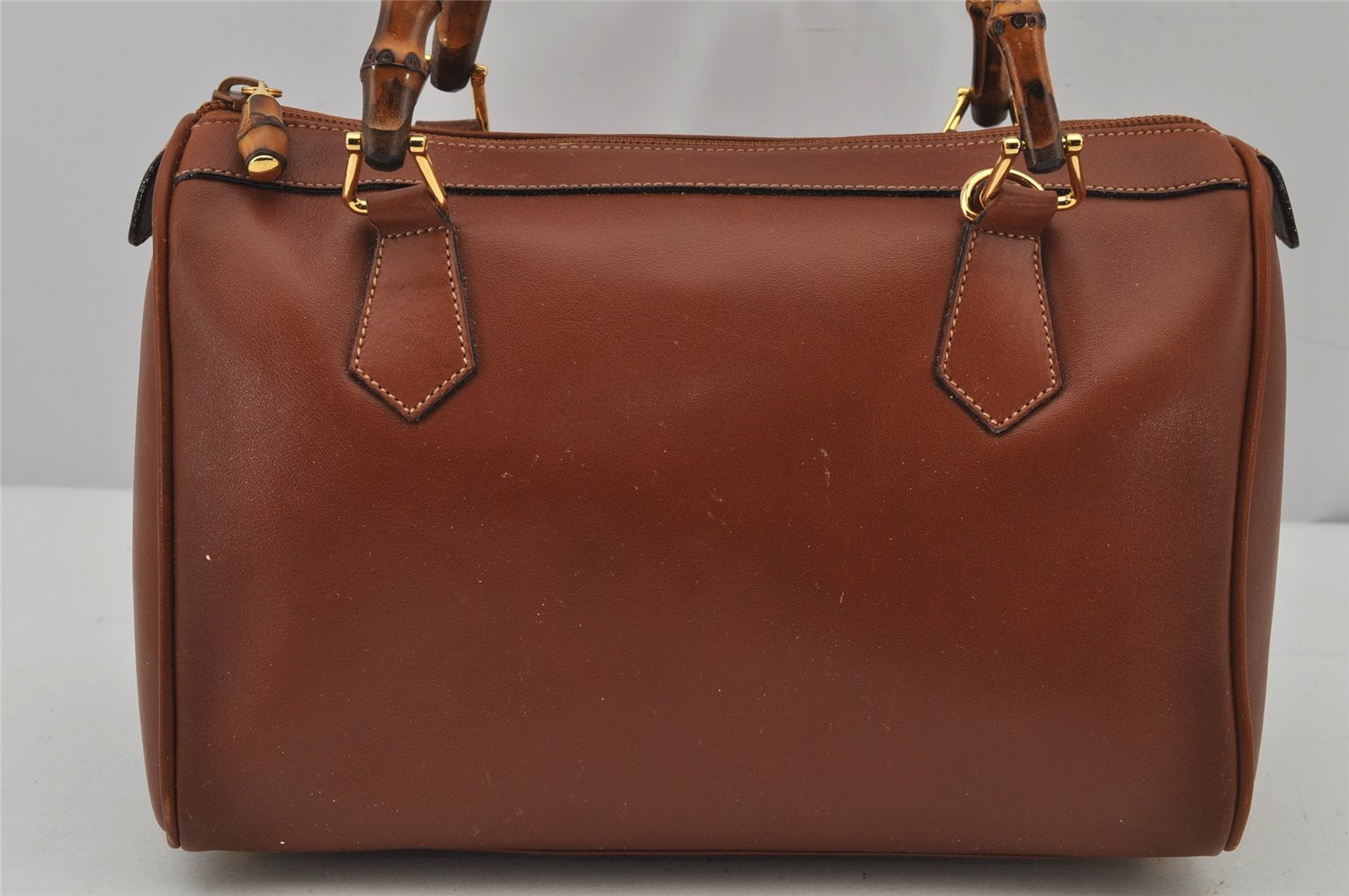 Authentic GUCCI Bamboo 2Way Shoulder Hand Bag Purse Leather Brown Junk 8002J