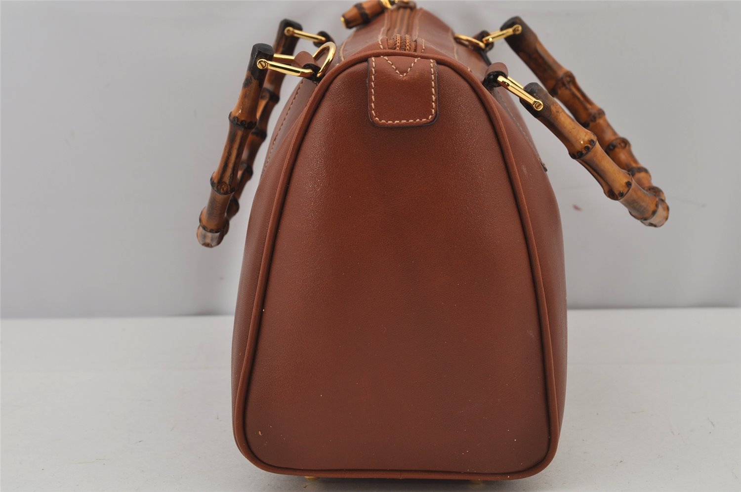 Authentic GUCCI Bamboo 2Way Shoulder Hand Bag Purse Leather Brown Junk 8002J