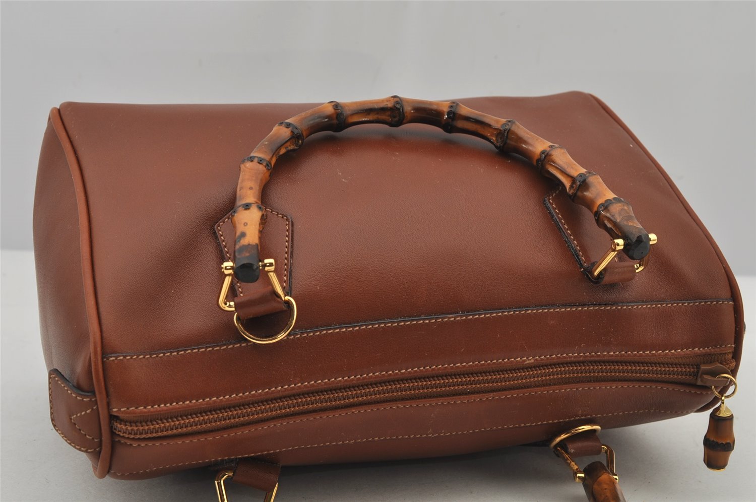 Authentic GUCCI Bamboo 2Way Shoulder Hand Bag Purse Leather Brown Junk 8002J