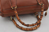 Authentic GUCCI Bamboo 2Way Shoulder Hand Bag Purse Leather Brown Junk 8002J