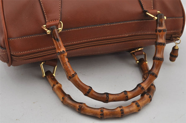 Authentic GUCCI Bamboo 2Way Shoulder Hand Bag Purse Leather Brown Junk 8002J