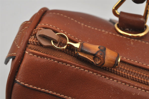 Authentic GUCCI Bamboo 2Way Shoulder Hand Bag Purse Leather Brown Junk 8002J