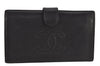 Authentic CHANEL Caviar Skin CC Logo Bifold Long Wallet Purse Black Junk 8003J