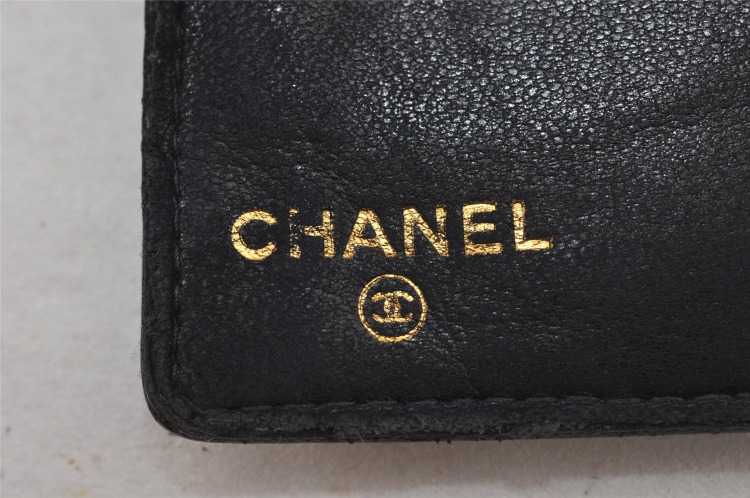 Authentic CHANEL Caviar Skin CC Logo Bifold Long Wallet Purse Black Junk 8003J