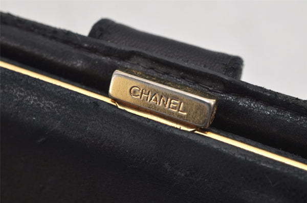 Authentic CHANEL Caviar Skin CC Logo Bifold Long Wallet Purse Black Junk 8003J