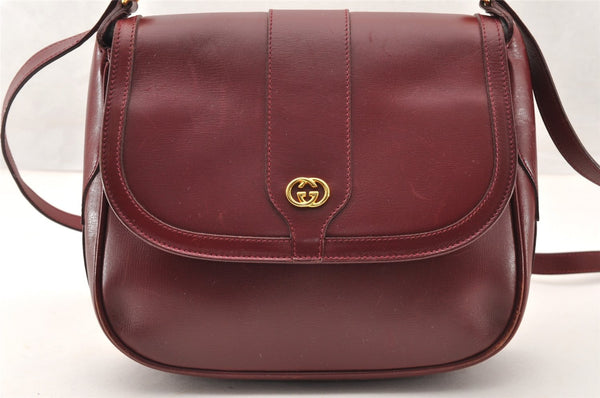Authentic GUCCI Vintage Shoulder Cross Body Bag Purse Leather Bordeaux 8004I