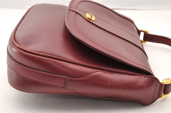 Authentic GUCCI Vintage Shoulder Cross Body Bag Purse Leather Bordeaux 8004I