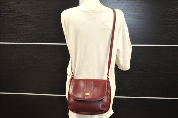 Authentic GUCCI Vintage Shoulder Cross Body Bag Purse Leather Bordeaux 8004I