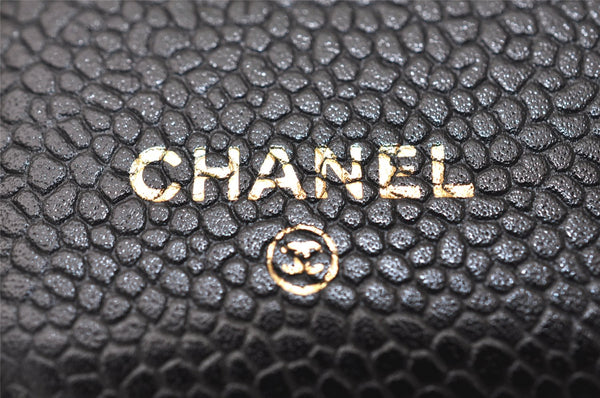 Authentic CHANEL Caviar Skin Vintage Agenda Notebook Cover Black 8004J