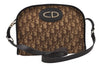 Authentic Christian Dior Trotter Shoulder Bag Purse Canvas Leather Brown 8005I