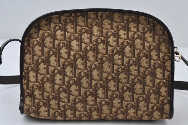 Authentic Christian Dior Trotter Shoulder Bag Purse Canvas Leather Brown 8005I