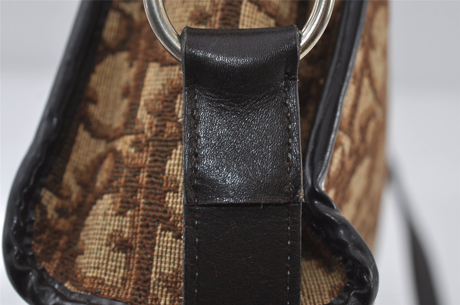 Authentic Christian Dior Trotter Shoulder Bag Purse Canvas Leather Brown 8005I