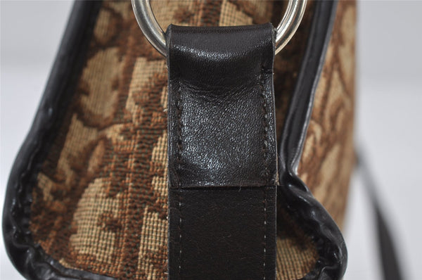 Authentic Christian Dior Trotter Shoulder Bag Purse Canvas Leather Brown 8005I