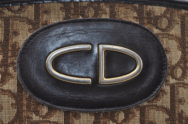 Authentic Christian Dior Trotter Shoulder Bag Purse Canvas Leather Brown 8005I