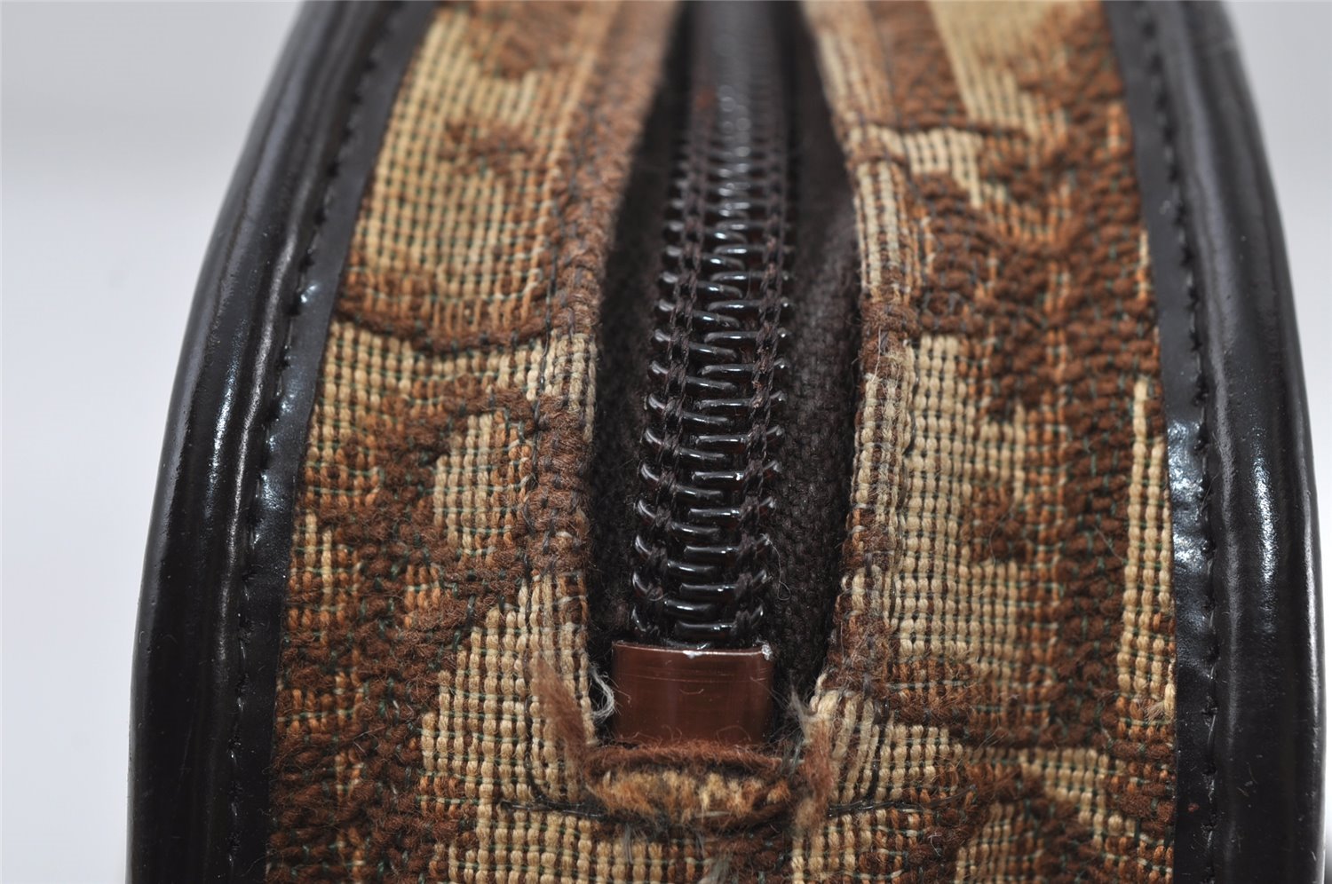 Authentic Christian Dior Trotter Shoulder Bag Purse Canvas Leather Brown 8005I