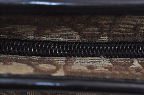 Authentic Christian Dior Trotter Shoulder Bag Purse Canvas Leather Brown 8005I