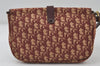Authentic Christian Dior Trotter Shoulder Bag Canvas Leather Bordeaux Red 8006I