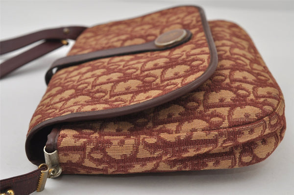 Authentic Christian Dior Trotter Shoulder Bag Canvas Leather Bordeaux Red 8006I