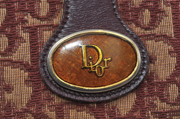 Authentic Christian Dior Trotter Shoulder Bag Canvas Leather Bordeaux Red 8006I