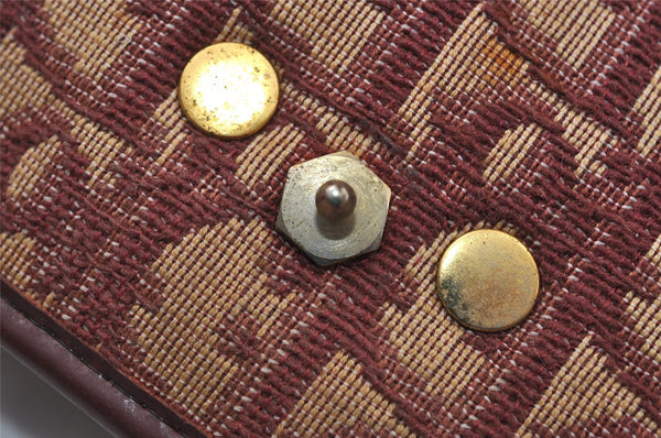 Authentic Christian Dior Trotter Shoulder Bag Canvas Leather Bordeaux Red 8006I