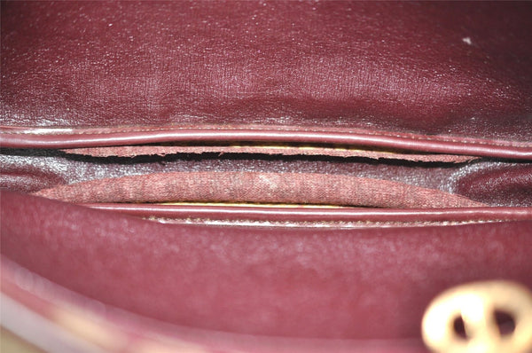 Authentic Christian Dior Trotter Shoulder Bag Canvas Leather Bordeaux Red 8006I