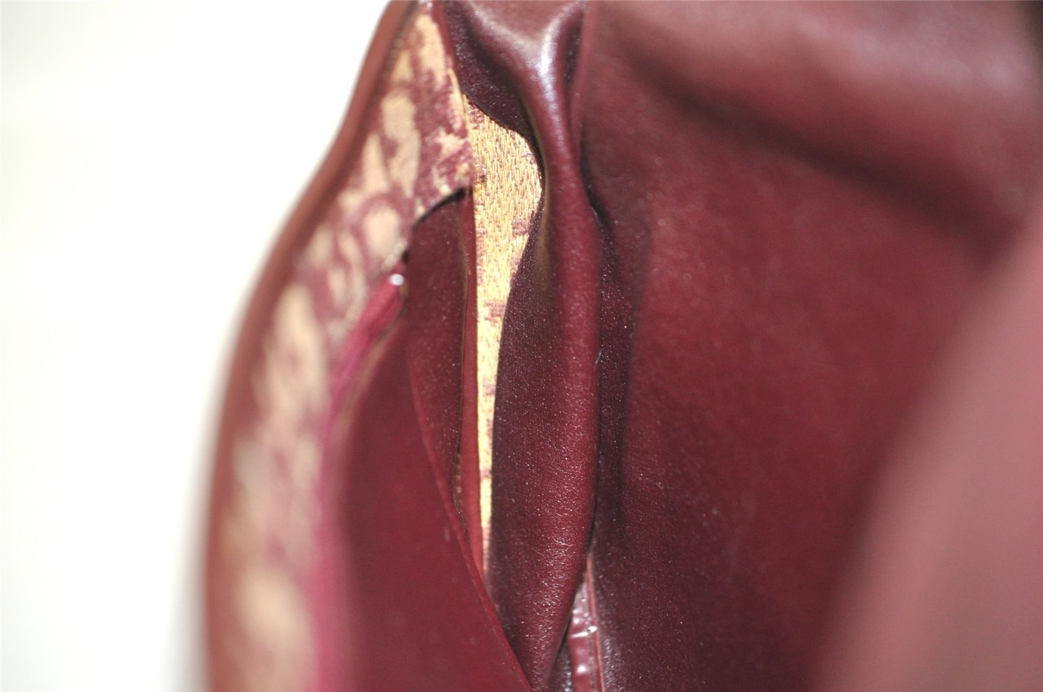 Authentic Christian Dior Trotter Shoulder Bag Canvas Leather Bordeaux Red 8006I