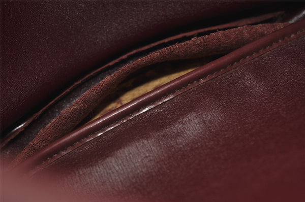 Authentic Christian Dior Trotter Shoulder Bag Canvas Leather Bordeaux Red 8006I
