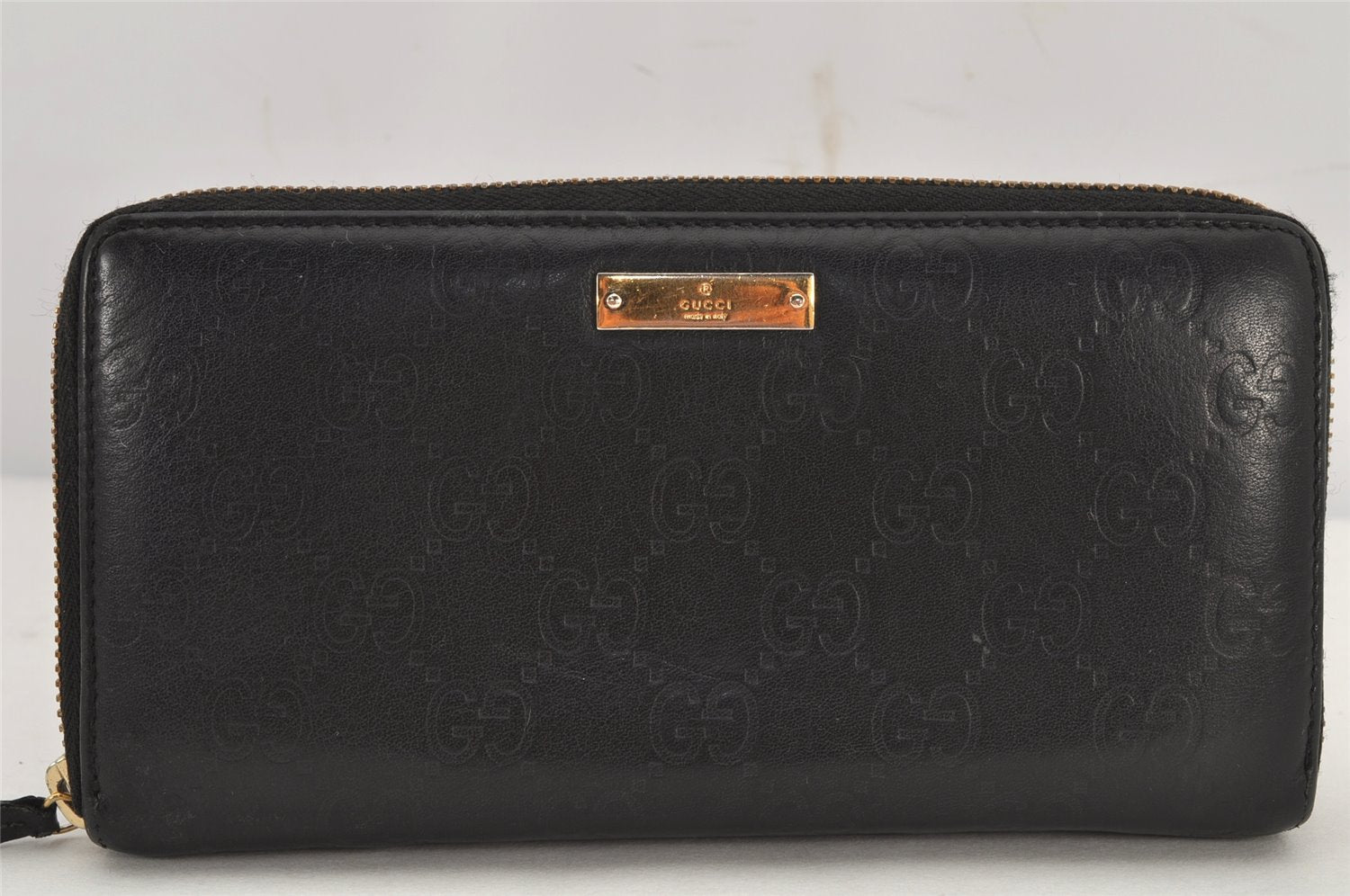 Authentic GUCCI Guccissima GG Leather Long Wallet Purse 112724 Black 8008J