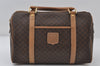 Authentic CELINE Macadam Blason Pattern Hand Boston Bag PVC Leather Brown 8009I