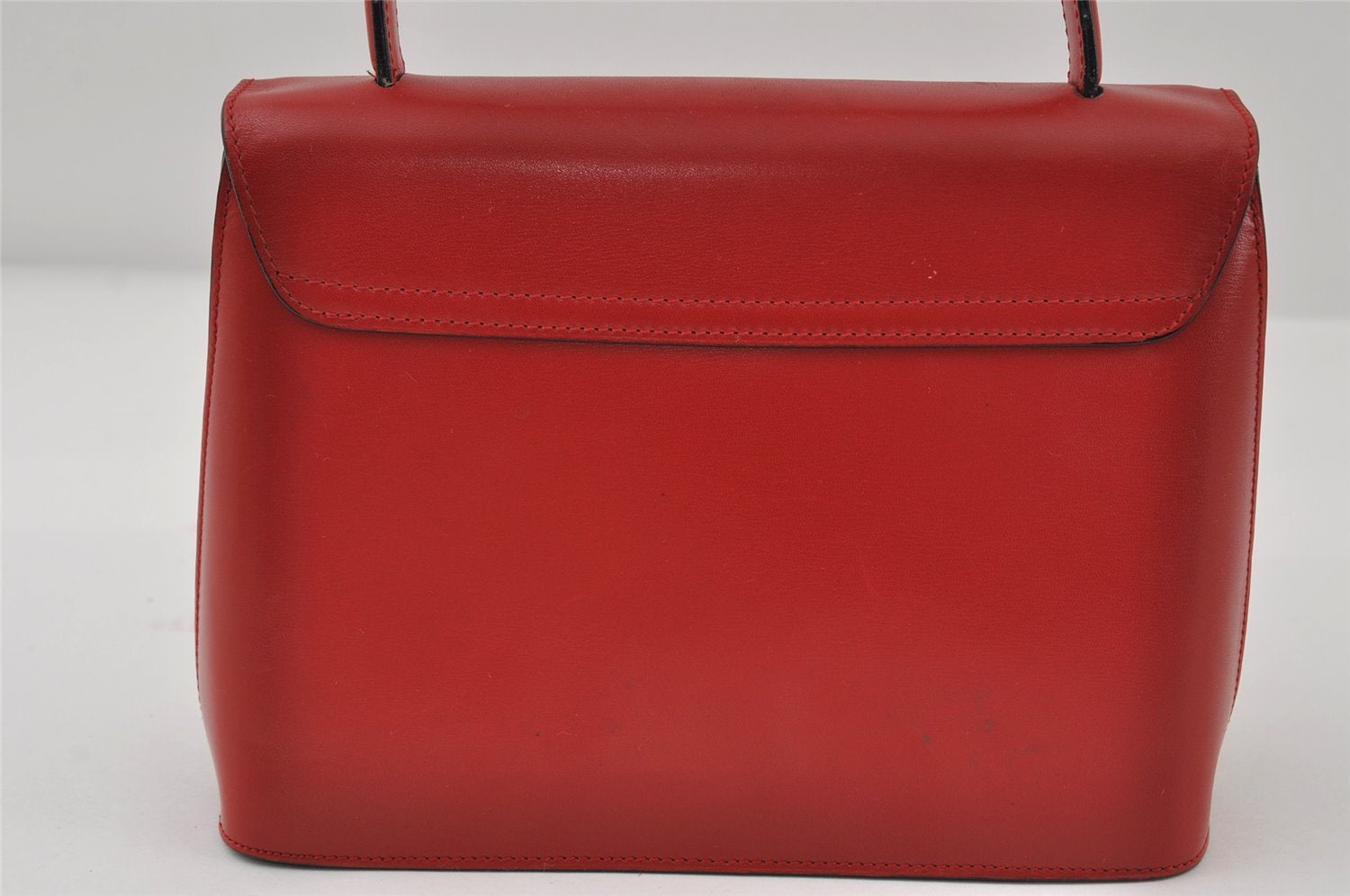 Authentic CELINE Vintage Hand Bag Purse Leather Red 8010I