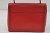 Authentic CELINE Vintage Hand Bag Purse Leather Red 8010I