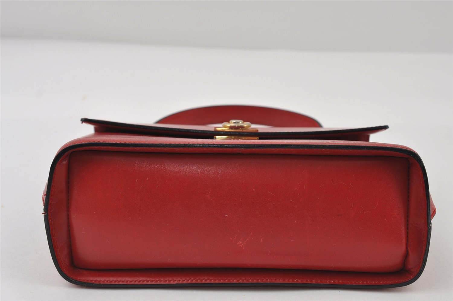 Authentic CELINE Vintage Hand Bag Purse Leather Red 8010I