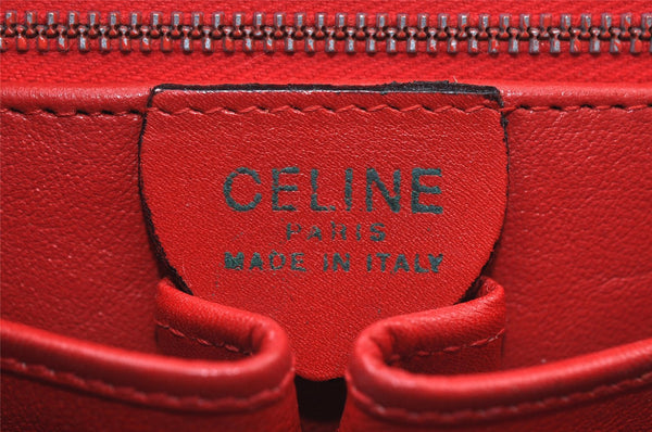 Authentic CELINE Vintage Hand Bag Purse Leather Red 8010I