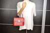 Authentic CELINE Vintage Hand Bag Purse Leather Red 8010I