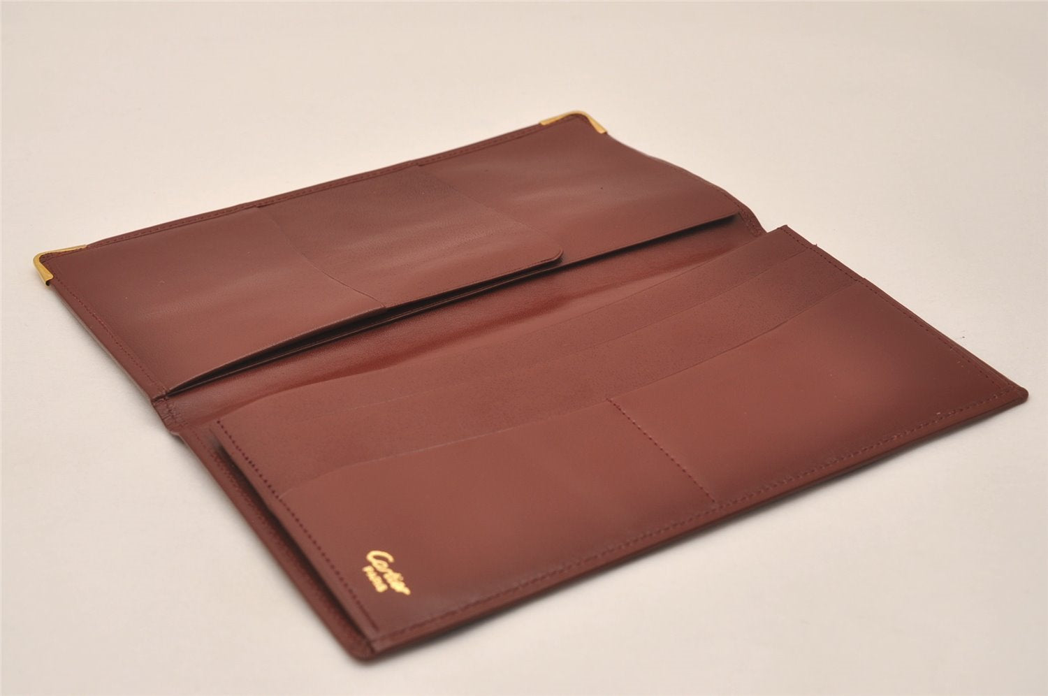 Authentic Cartier Must de Cartier Long Wallet Leather Bordeaux Red Box 8010J