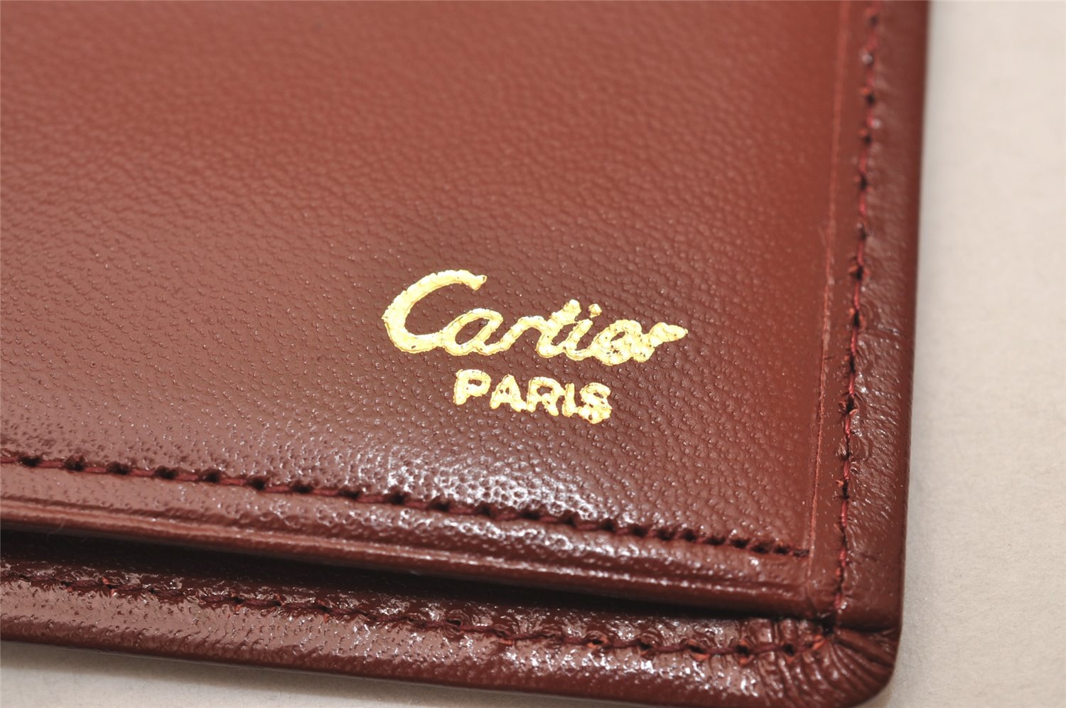 Authentic Cartier Must de Cartier Long Wallet Leather Bordeaux Red Box 8010J