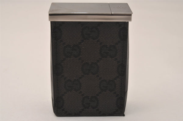 Authentic GUCCI Vintage Cigarette Case GG Canvas Leather Black 8012J