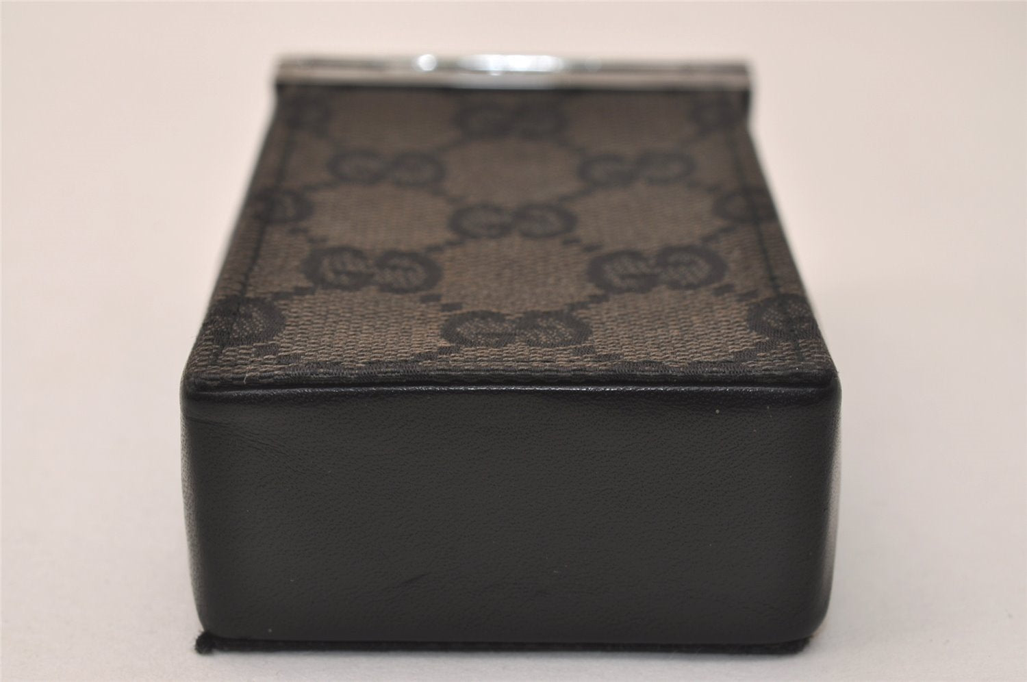 Authentic GUCCI Vintage Cigarette Case GG Canvas Leather Black 8012J