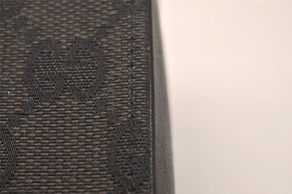 Authentic GUCCI Vintage Cigarette Case GG Canvas Leather Black 8012J