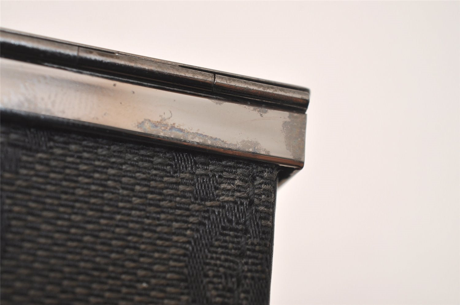 Authentic GUCCI Vintage Cigarette Case GG Canvas Leather Black 8012J