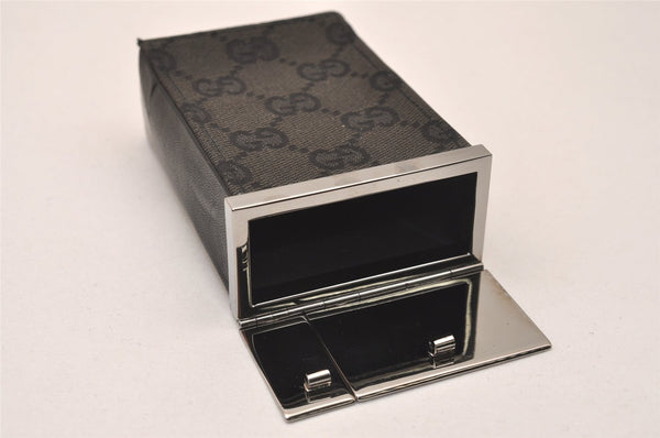 Authentic GUCCI Vintage Cigarette Case GG Canvas Leather Black 8012J