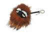 Authentic FENDI Monster Eye Pompom Bag Charm Fur Leather Brown 8012K