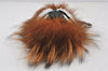 Authentic FENDI Monster Eye Pompom Bag Charm Fur Leather Brown 8012K