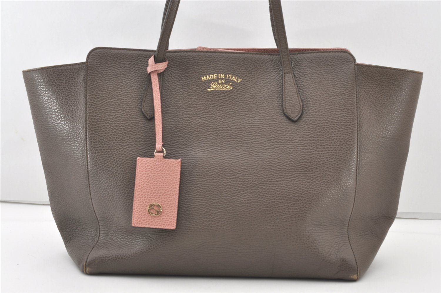 Authentic GUCCI Swing Large Shoulder Tote Bag Leather 354397 Brown 8013J