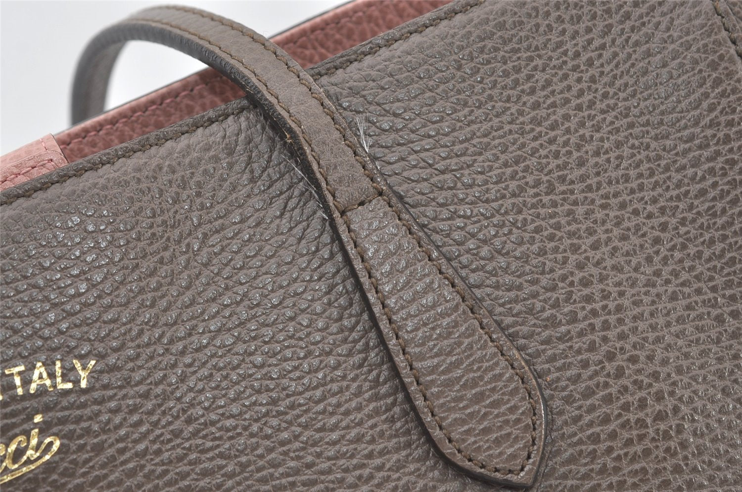 Authentic GUCCI Swing Large Shoulder Tote Bag Leather 354397 Brown 8013J