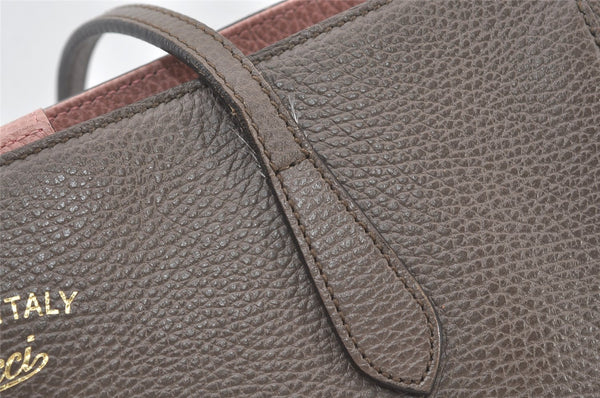 Authentic GUCCI Swing Large Shoulder Tote Bag Leather 354397 Brown 8013J