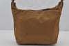 Authentic PRADA Nylon Tessuto Leather Shoulder Hand Bag Purse Brown 8014J